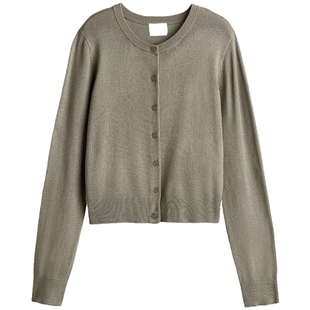 HM女装毛针织衫春季慵懒内搭舒适打底衫开衫外套0579541