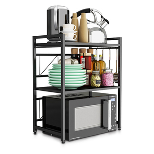 微波炉收纳架架烤箱架子厨房不锈钢置物架2层电饭煲多功能双层放