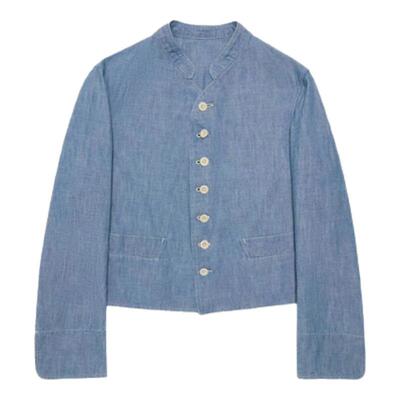 【现货】theBarnnet shell秋韩版宽松复古纯色立领牛仔夹克外套女