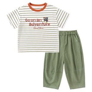 嘟嘟家男童套装夏季两件套儿童T恤裤子户外女童运动上衣宝宝长裤