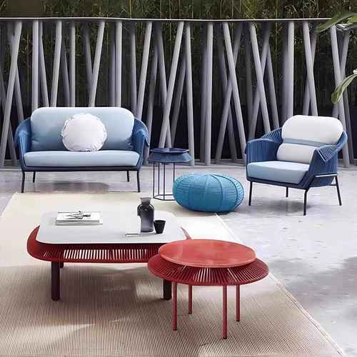 北欧户外藤编沙发单人藤椅民宿床桌椅茶几躺阳台庭院花园酒店组合