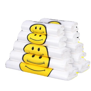 笑脸食品级塑料袋打包袋方便袋大号加厚透明商用外卖手提购物批发