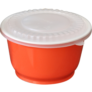 圆形外卖打包盒子一次性碗带盖彩色汤碗商用塑料粥甜品快餐盒饭盒