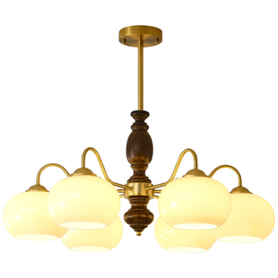 法式中古风客厅主灯侘寂田园风奶油柿子实木美式复古卧室餐厅吊灯