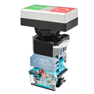 廿开LA38-11BH自复位双键按钮开关 LA38-11BD双位带灯开关R G22mm