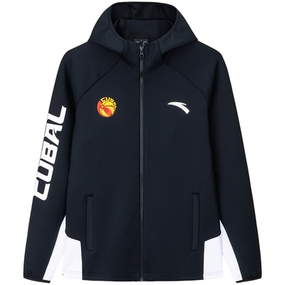 安踏CUBAL篮球系列男子针织运动上衣长袖休闲训练透气外套