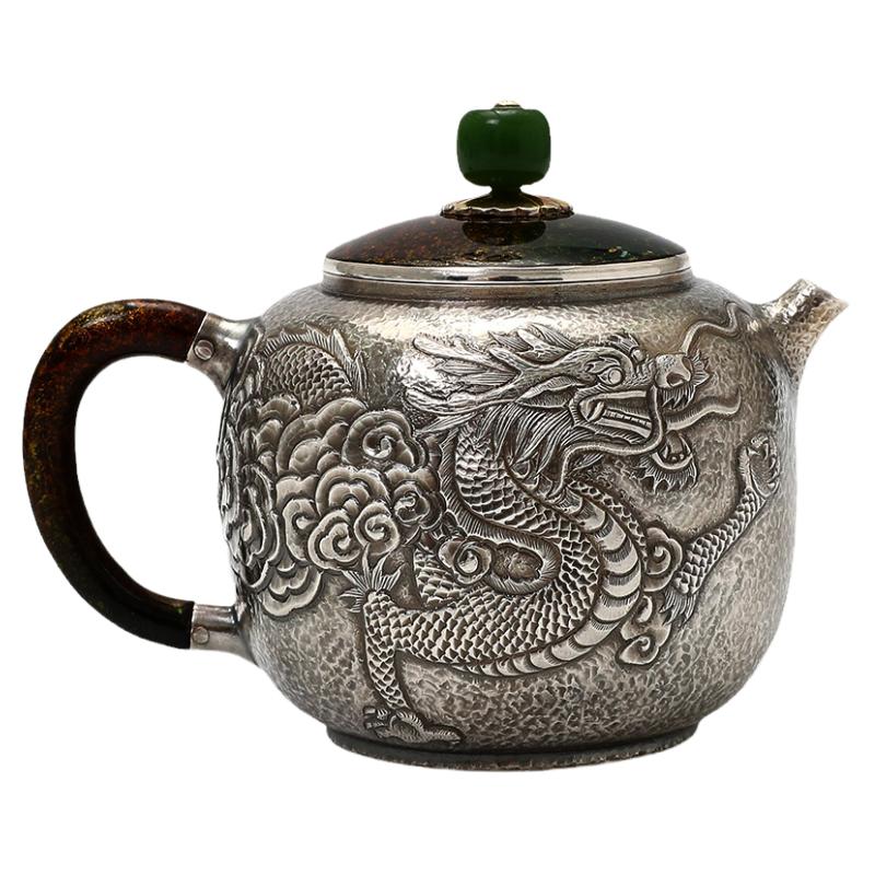 恋物志 纯银999纯手工中式复古一张打大漆做旧泡茶壶茶具   怀龙
