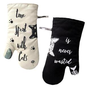 C122丨GREVY可爱烤箱手套防烫加厚烘焙全棉微波炉加长隔热手套