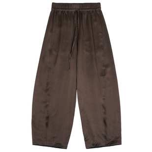 菲伊唐真丝素缎香云纱宽松显瘦高腰百搭松紧腰香蕉阔腿裤女休闲裤