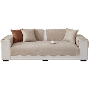 欧式纯棉刺绣沙发垫布2025新款轻奢高级感防滑直排座垫套四季通用