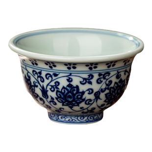 三勤堂主人杯景德镇陶瓷茶具手绘青花缠枝莲带内绘压手杯单杯大号