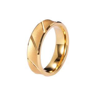 飒雅钨金戒指男士镀黄金凹指环女高级感简约时尚潮男个性食指男戒