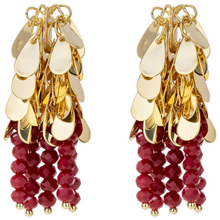 金红色流苏耳饰女耳钉巨好看耳环2026新款爆款高级感巨好看的耳坠