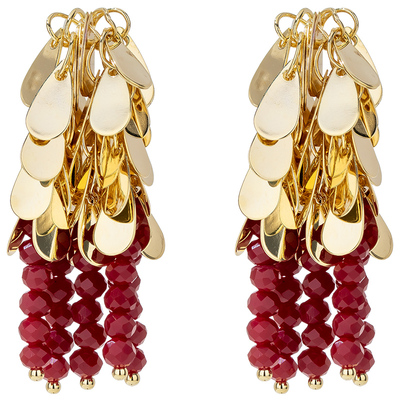 金红色流苏耳饰女耳钉
