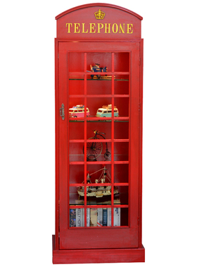 电话亭带灯储物柜复古英伦风
