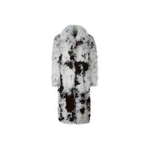 【明星同款】PORTS 1961女士雪山肌理色修身羊毛皮草大衣外套