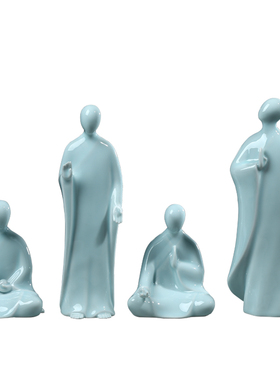 新中式风禅意人物陶瓷镇宅工艺品