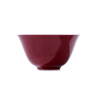 景德镇官方陶瓷颜色釉季红马蹄杯女士主人杯红色结婚敬茶杯茶盏