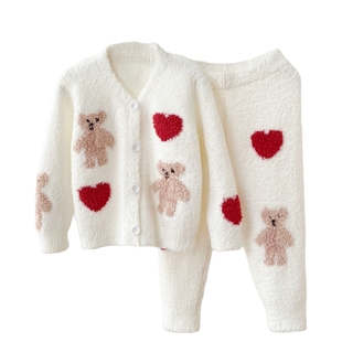 gelato baby秋冬款半边绒儿童睡衣开衫套装女童亲子珊瑚绒家居服