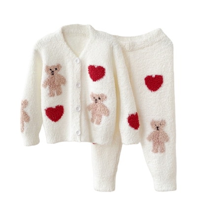 秋冬半边绒儿童家居服睡衣