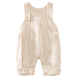 宝宝针织背带裤秋冬新款婴儿洋气裤子男孩衣服女宝冬装儿童举重裤