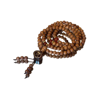 新中式多圈108颗檀木珠子长款串珠手链女款长串叠戴佛珠手串项链