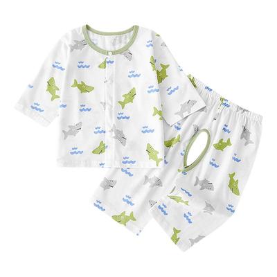 开裆裤套装男宝宝夏季