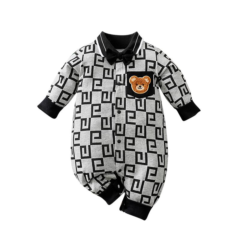 婴儿春秋外出衣服连体衣长袖棉