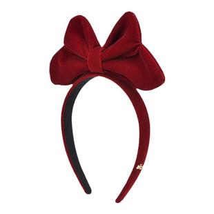 SundyHoney复古优雅酒红色大蝴蝶结发箍甜美气质不勒头防滑宽边