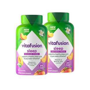 vitafusion无糖褪黑素软糖睡眠糖美国vf熬夜倒时差安瓶60粒两瓶装