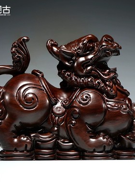 黑檀木雕貔貅摆件红木貔貅家居办公室玄关装饰工艺品店铺开业送礼