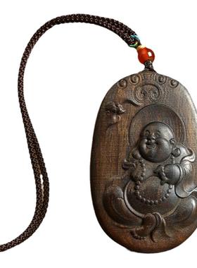 阴沉木弥勒佛吊坠木雕