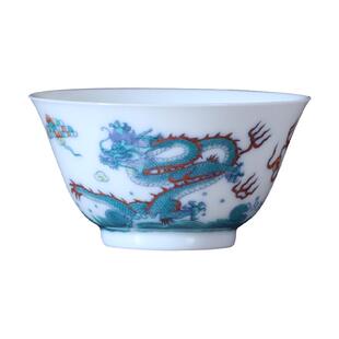 手绘斗彩海水龙纹主人杯手工功夫茶杯单杯品茗杯仿古茶具景德镇