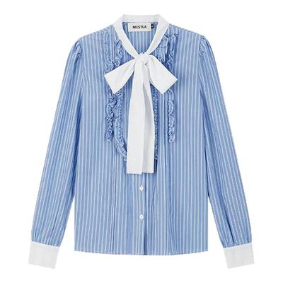 MESTLA甜美系带泡泡袖衬衫