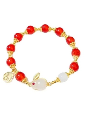 新中式白玉紫水晶红玛瑙手链手串女藏族儿童玻璃手串猫眼石