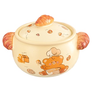 小熊小砂锅可爱煲家用1.2L砂锅一人食砂锅迷你煲汤砂锅燃气灶专用