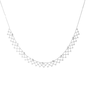AHCHOO 时髦超闪不规则编织网兜项链小众设计感S925纯银锁骨链女