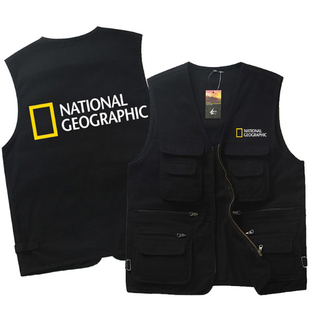 国家地理摄影马甲中国摄影家协会夏款背心纯棉多口袋男士多兜马夹