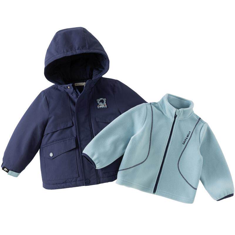 戴维贝拉男童棉服防水冲锋衣