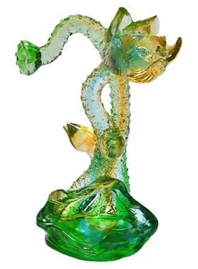 琉璃荷花禅意风养生轻奢高档摆件