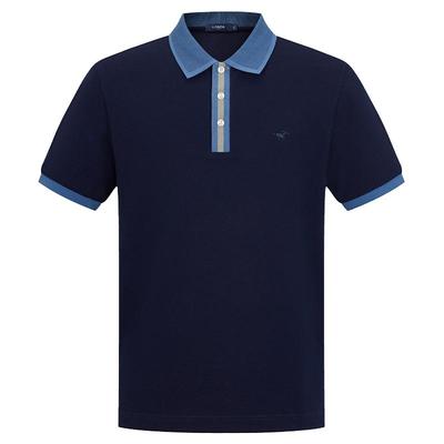 伦德马男士纯棉短袖撞色Polo衫
