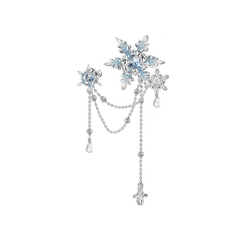 MASW麻秀原创设计凛冬陪你看雪的小猫胸针小众蓝雪花流苏大衣配饰