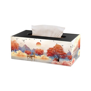 中古风纸巾盒家用客厅茶几餐厅轻奢高档卧室多功能桌面收纳抽纸盒
