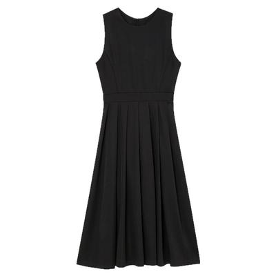 无谓2026年春季新款女装收腰无袖背心裙气质百褶连衣裙女