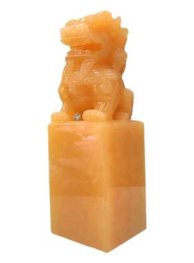 梓勋天然玉石狮子印章玉玺摆件