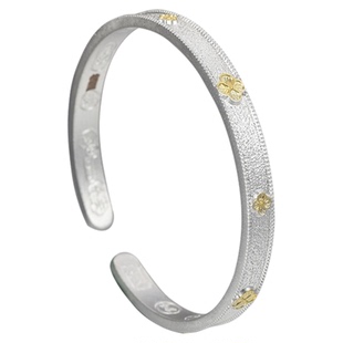 吴越老银铺足银9999晴日手镯开口可调节纯银镯子简约百搭送朋友