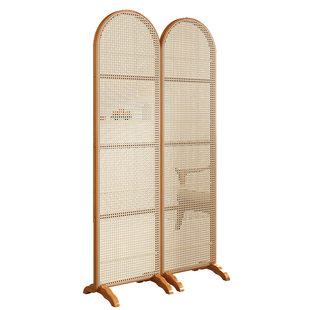 书架客厅落地置物架实木书柜儿童绘本收纳架藤编屏风移动杂志架子