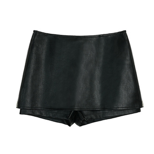 NEVA HU 伯斯尤物 时髦PU皮短裙女设计感防走光裙裤a字包臀半身裙