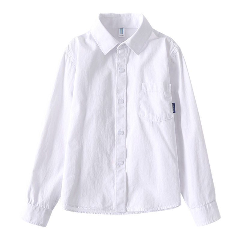 巴拉可儿纯棉白色衬衫长袖春秋小学生校服男女童免烫演出主持礼服