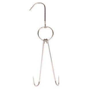 不锈钢烤鸭钩双钩烧腊挂钩可旋转烧鹅烧鸭钩子烤鸡专用吊勾叉烧针